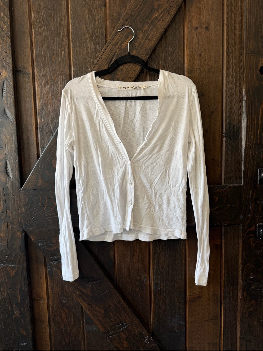 Michael Stars White Button-Front Lightweight Women's Top Supima Modal
